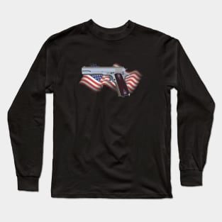 American Patriotic Semi-automatic Pistol Long Sleeve T-Shirt